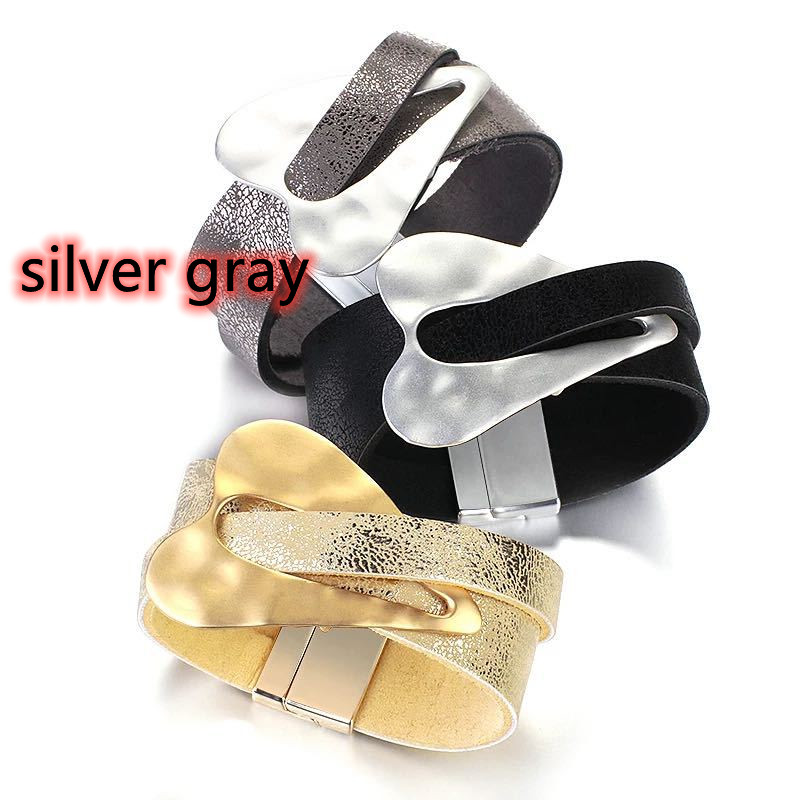 Stylish Leather Alloy Magnetic Buckle Bracelet for Women - Image 12