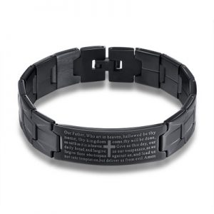Men's Cross Bible Black Stainless Steel Bracelet - Stylish Faith-Inspired Accessory