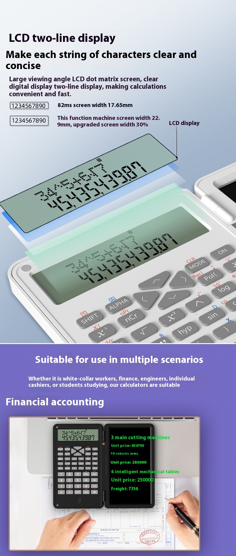 Portable Mini Tablet Scientific Calculator for Accounting & Exams - Student Handwriting Board