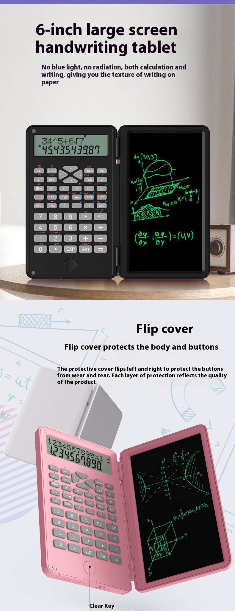 Portable Mini Tablet Scientific Calculator for Accounting & Exams - Student Handwriting Board - Image 3