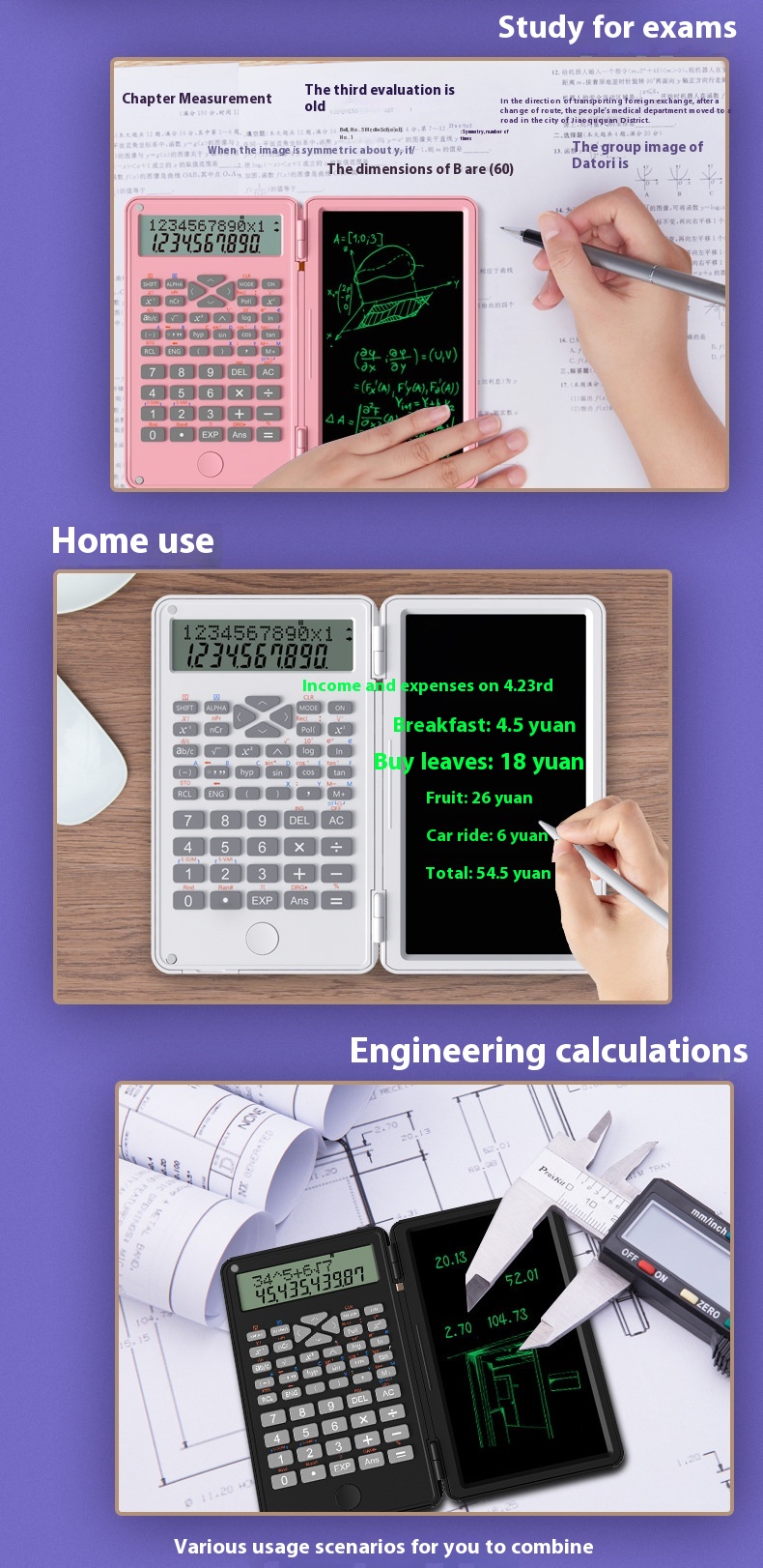Portable Mini Tablet Scientific Calculator for Accounting & Exams - Student Handwriting Board - Image 12