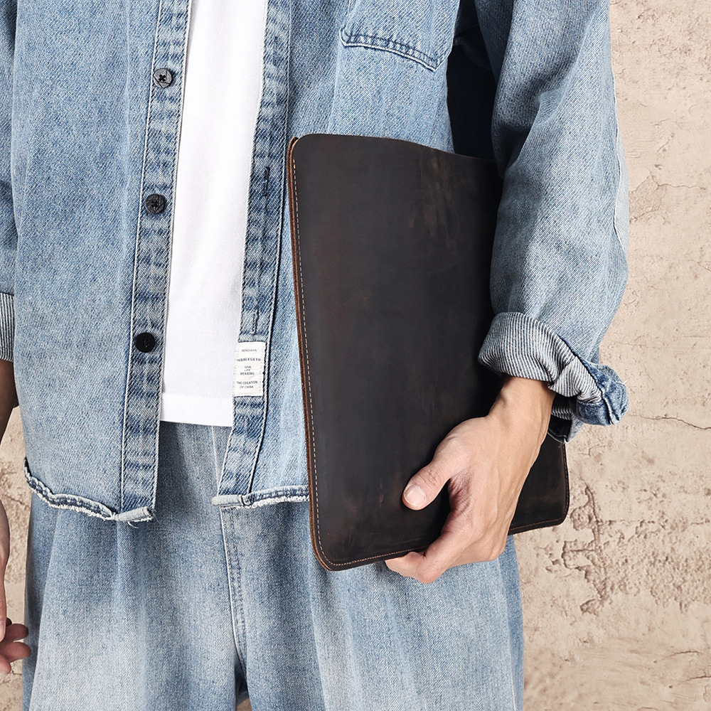 Multi-functional Crazy Horse Leather Horizontal Liner Bag for Computers - Image 4