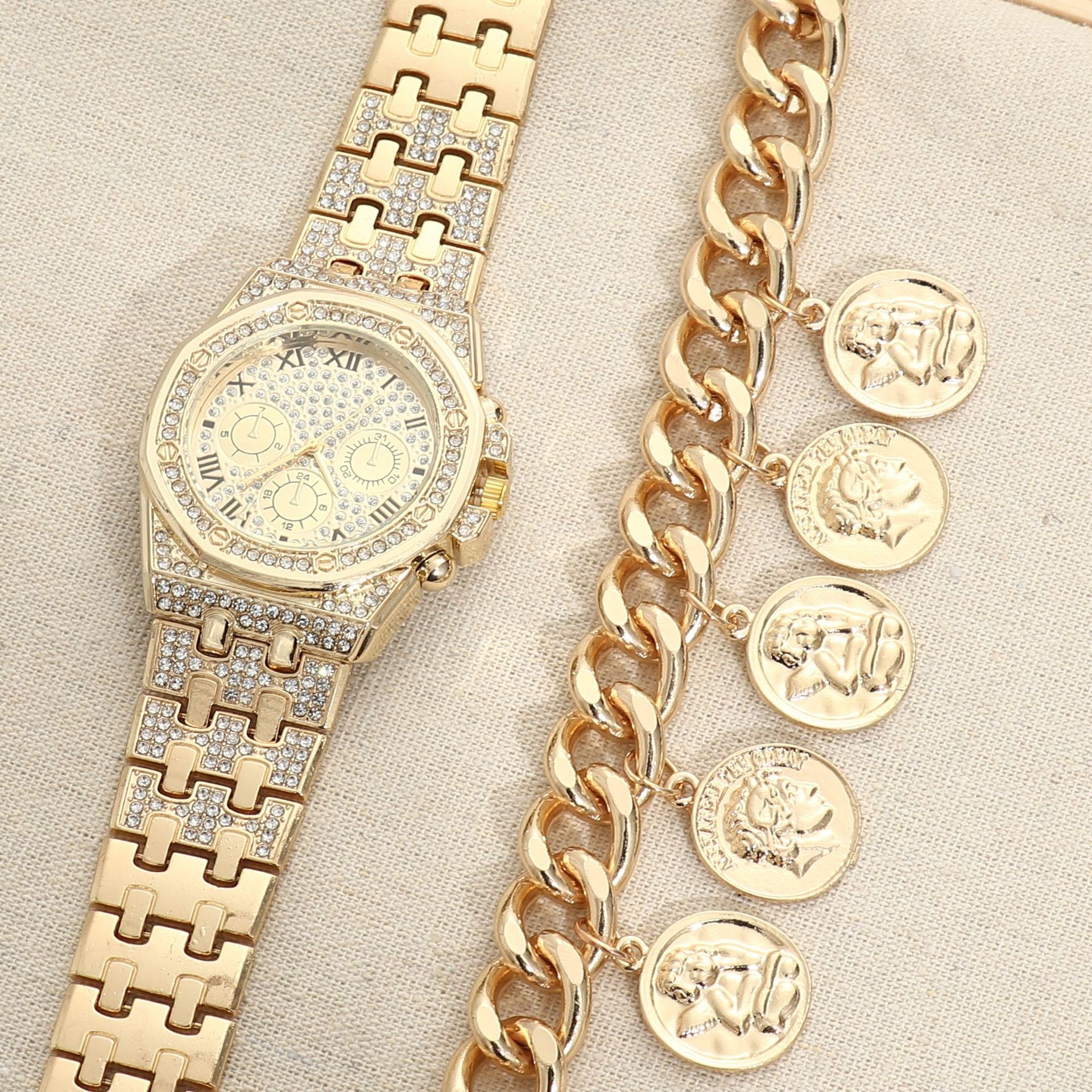 Men's Diamond Large Dial Quartz Watch - Stylish Timepiece for Every Occasion - Image 3