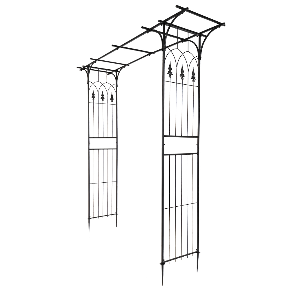 7.1ft Black Flat Top Wrought Iron Courtyard Arch - Stylish Outdoor Accent - Image 20