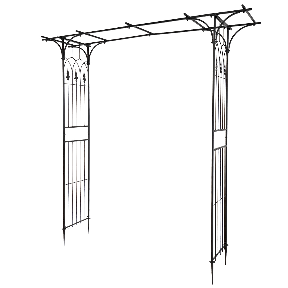 7.1ft Black Flat Top Wrought Iron Courtyard Arch - Stylish Outdoor Accent - Image 22