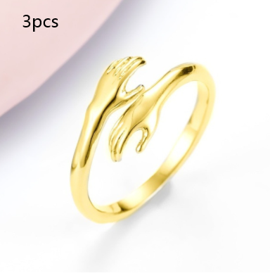 Adjustable Alloy Simple Hands Hug Ring - Stylish Jewelry for Every Occasion