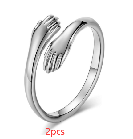 Adjustable Alloy Simple Hands Hug Ring - Stylish Jewelry for Every Occasion - Image 3