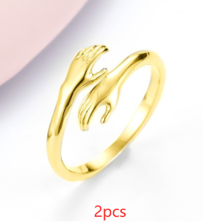 Adjustable Alloy Simple Hands Hug Ring - Stylish Jewelry for Every Occasion - Image 4