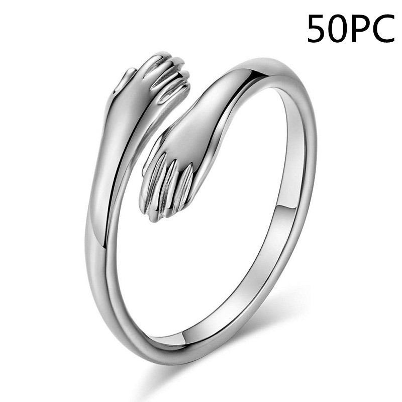 Adjustable Alloy Simple Hands Hug Ring - Stylish Jewelry for Every Occasion - Image 5