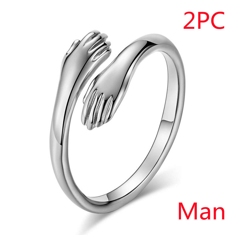 Adjustable Alloy Simple Hands Hug Ring - Stylish Jewelry for Every Occasion - Image 6