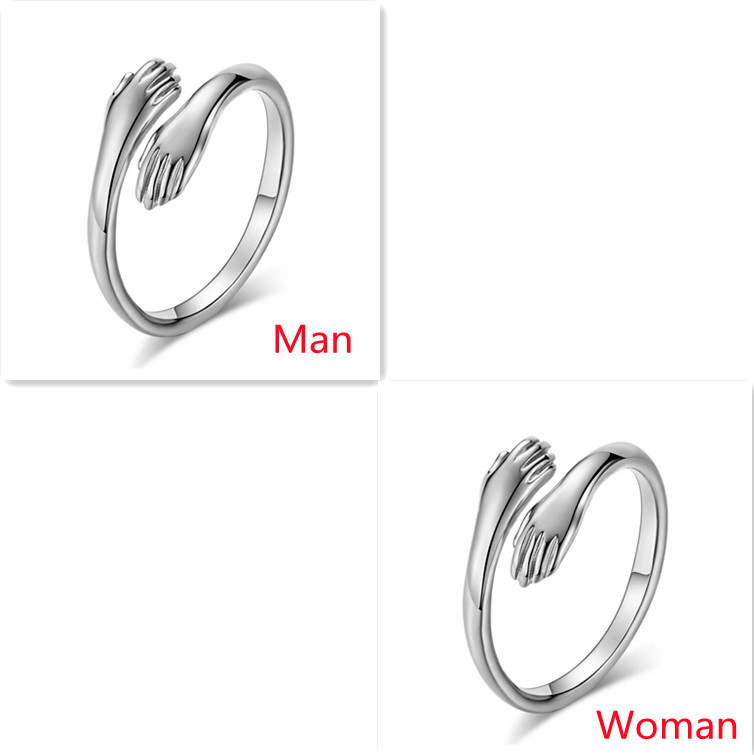 Adjustable Alloy Simple Hands Hug Ring - Stylish Jewelry for Every Occasion - Image 7