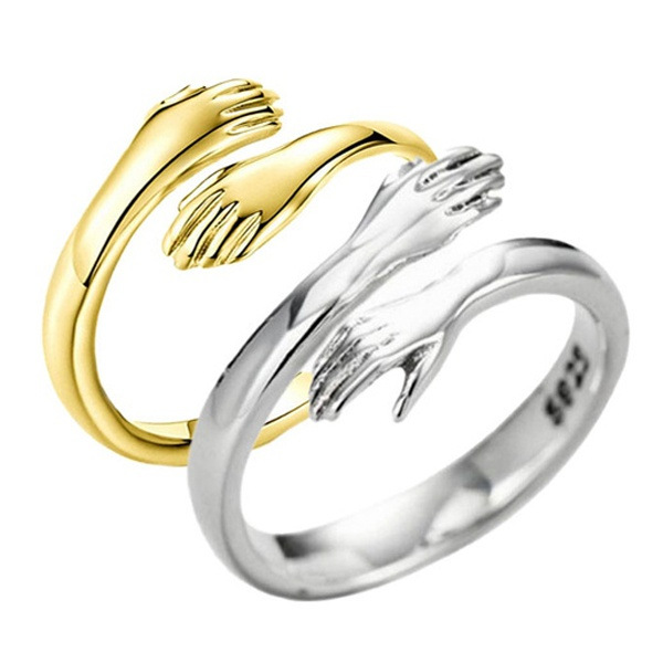 Adjustable Alloy Simple Hands Hug Ring - Stylish Jewelry for Every Occasion - Image 11
