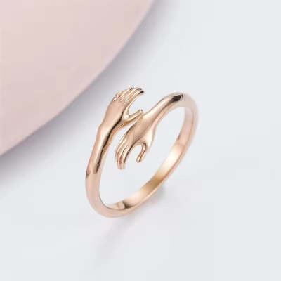 Adjustable Alloy Simple Hands Hug Ring - Stylish Jewelry for Every Occasion - Image 14