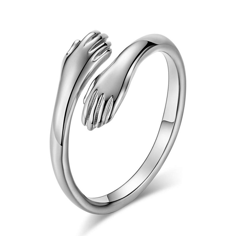 Adjustable Alloy Simple Hands Hug Ring - Stylish Jewelry for Every Occasion - Image 19