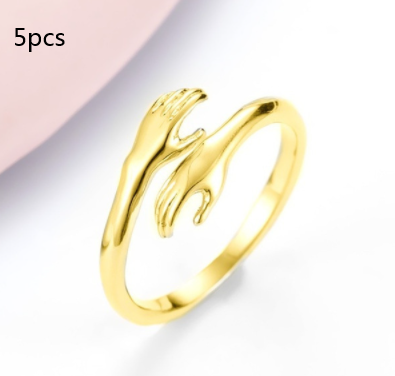 Adjustable Alloy Simple Hands Hug Ring - Stylish Jewelry for Every Occasion - Image 20
