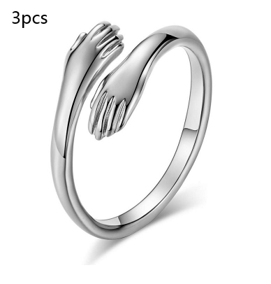 Adjustable Alloy Simple Hands Hug Ring - Stylish Jewelry for Every Occasion - Image 21