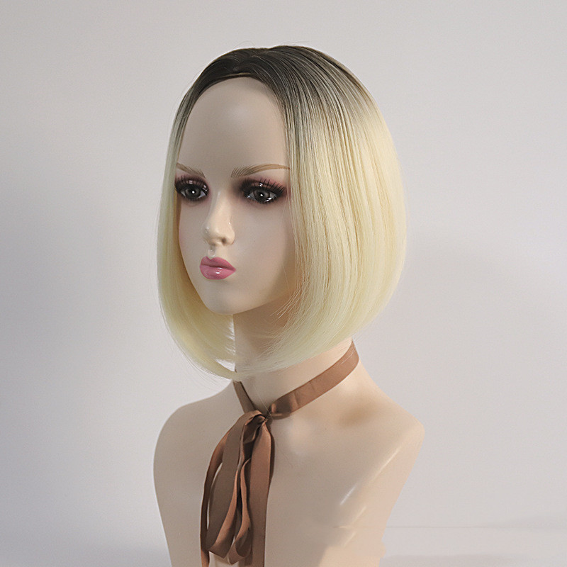 Medium Split Short Bob Gradient Women's Wigs - Stylish & Versatile Look - Image 2