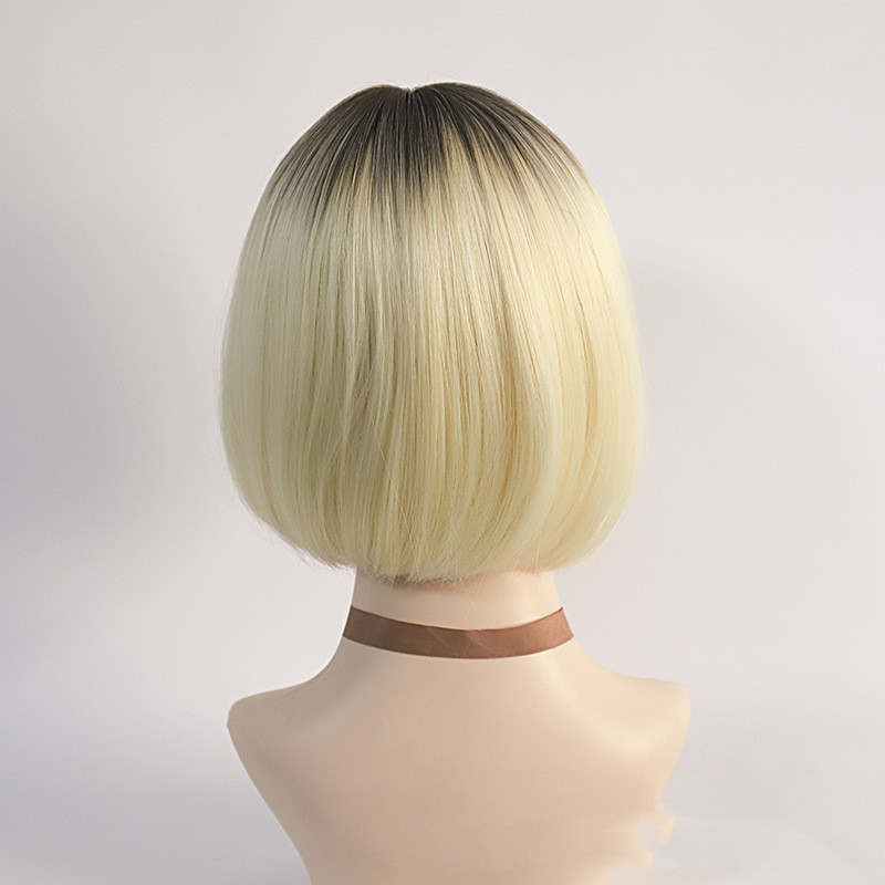Medium Split Short Bob Gradient Women's Wigs - Stylish & Versatile Look - Image 3