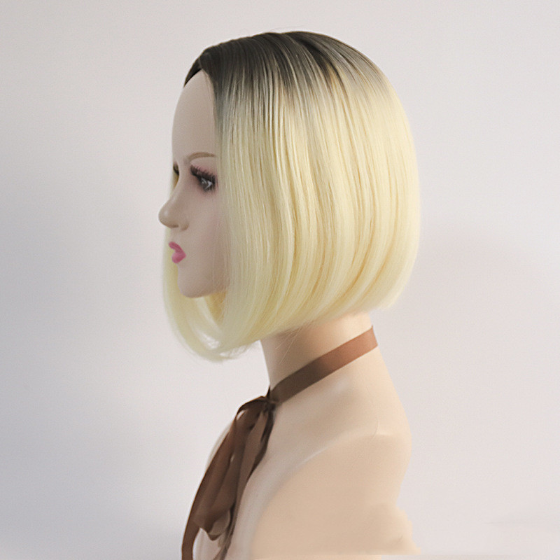 Medium Split Short Bob Gradient Women's Wigs - Stylish & Versatile Look - Image 4