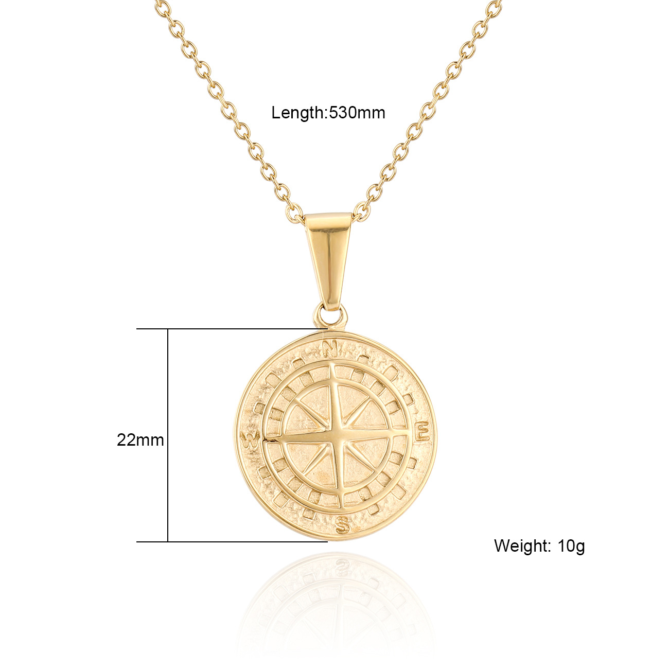 Stylish Stainless Steel Compass Pendant Necklace for Hip Hop Fashion