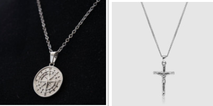 Stylish Stainless Steel Compass Pendant Necklace for Hip Hop Fashion - Image 5