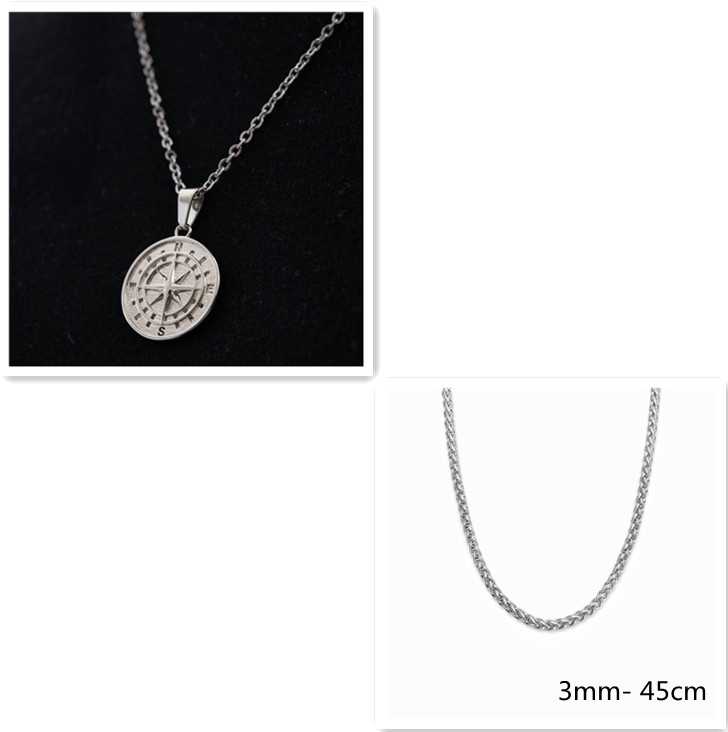 Stylish Stainless Steel Compass Pendant Necklace for Hip Hop Fashion - Image 7