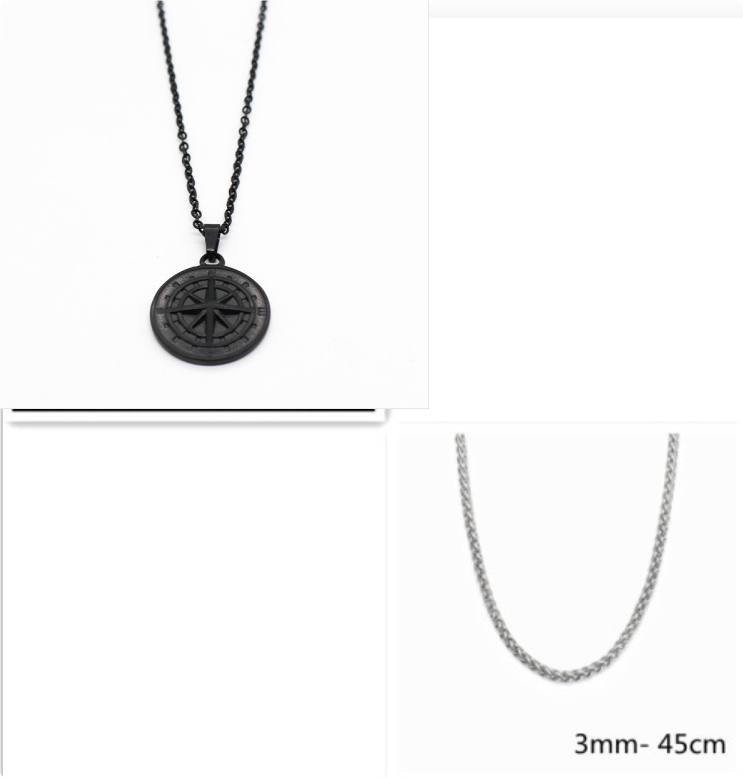 Stylish Stainless Steel Compass Pendant Necklace for Hip Hop Fashion - Image 16