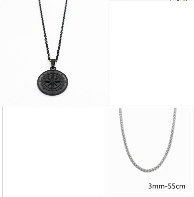Stylish Stainless Steel Compass Pendant Necklace for Hip Hop Fashion - Image 17