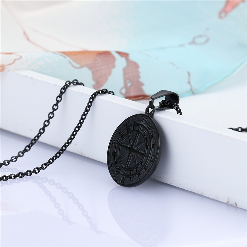 Stylish Stainless Steel Compass Pendant Necklace for Hip Hop Fashion - Image 23