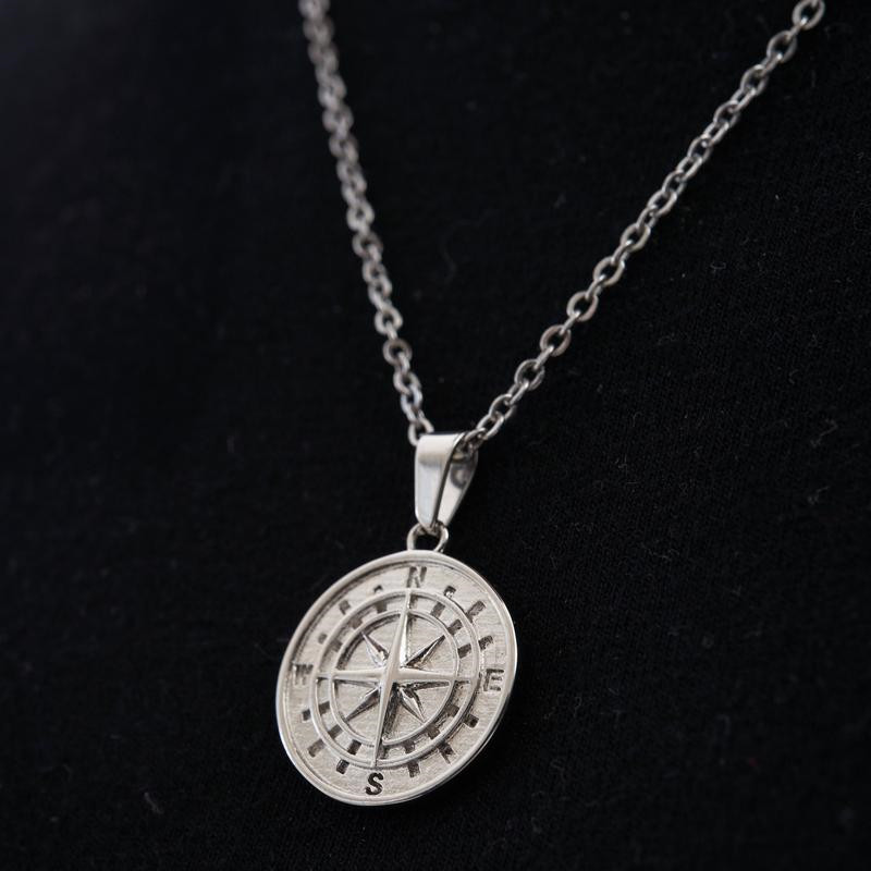 Stylish Stainless Steel Compass Pendant Necklace for Hip Hop Fashion - Image 24