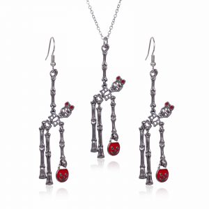 3pcs Halloween Skeleton Earrings & Necklace Set - Unique Retro Jewelry Accessories
