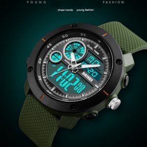 Waterproof Double Display Sports Watch for Students - Dual Time Calendar Chronograph Electronic Timepiece