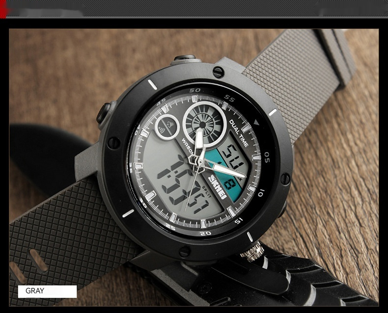 Waterproof Double Display Sports Watch for Students - Dual Time Calendar Chronograph Electronic Timepiece - Image 2