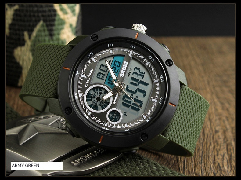 Waterproof Double Display Sports Watch for Students - Dual Time Calendar Chronograph Electronic Timepiece - Image 3