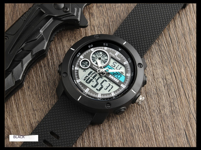 Waterproof Double Display Sports Watch for Students - Dual Time Calendar Chronograph Electronic Timepiece - Image 4