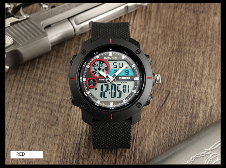 Waterproof Double Display Sports Watch for Students - Dual Time Calendar Chronograph Electronic Timepiece - Image 5