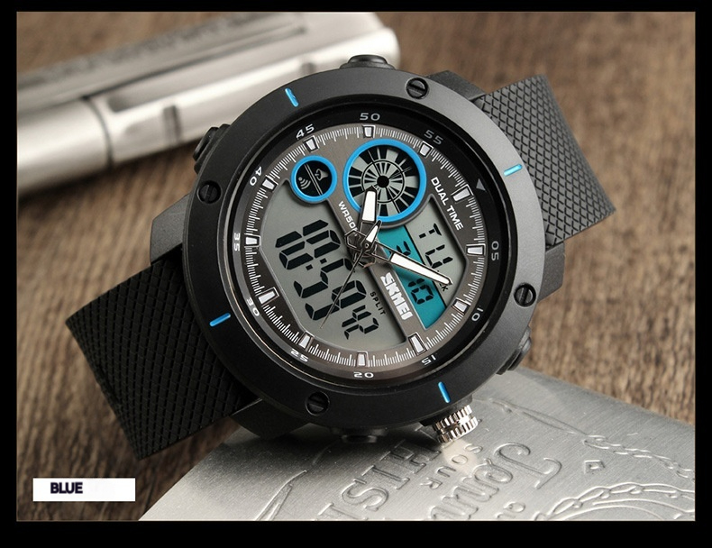 Waterproof Double Display Sports Watch for Students - Dual Time Calendar Chronograph Electronic Timepiece - Image 6