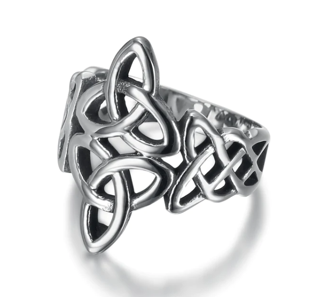 Asgard Handcrafted Triquetra and Celtic Knot Ring in Durable Stainless Steel