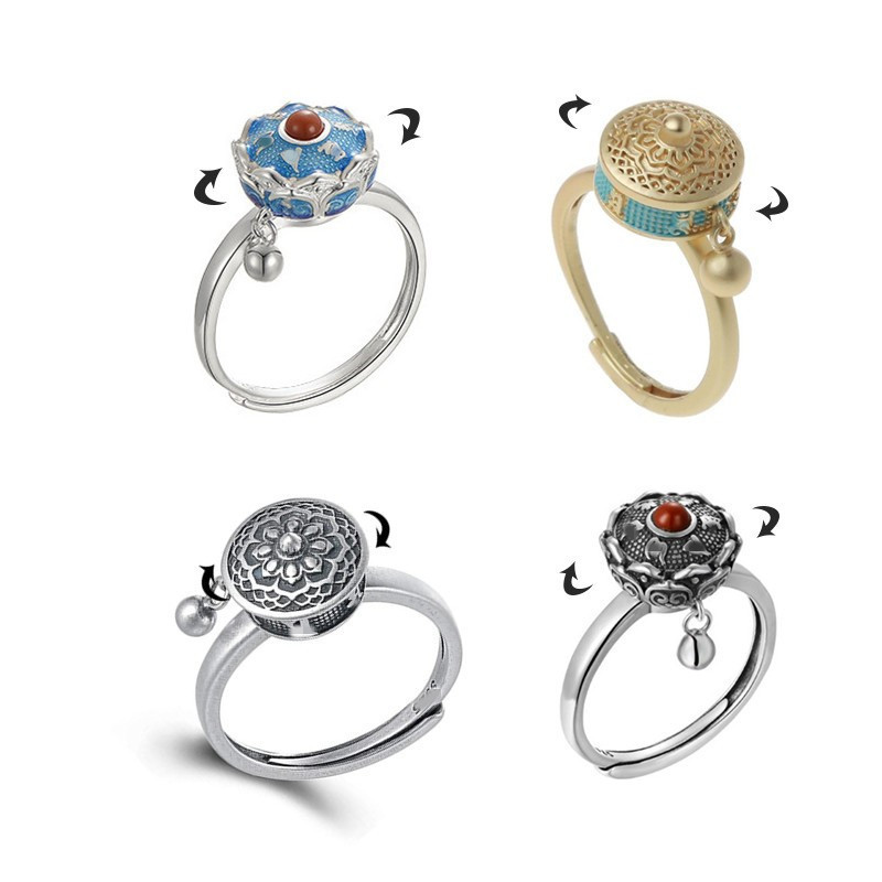 Vintage Six Word Mantra Enamel Spinning Ring for Anxiety Relief - Image 12