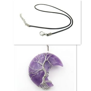 Handmade Cross-Border Moon Natural Crystal Stone Tree of Life Pendant Necklace - Unique Jewelry Accessories