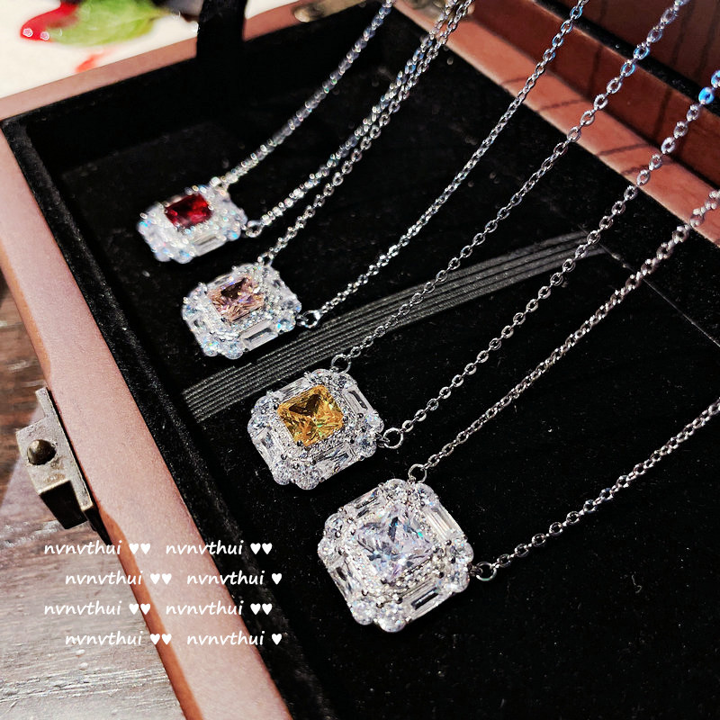 Vibrant Pomegranate Ruby Geometric Necklace - Eye-Catching Jewelry Piece - Image 3