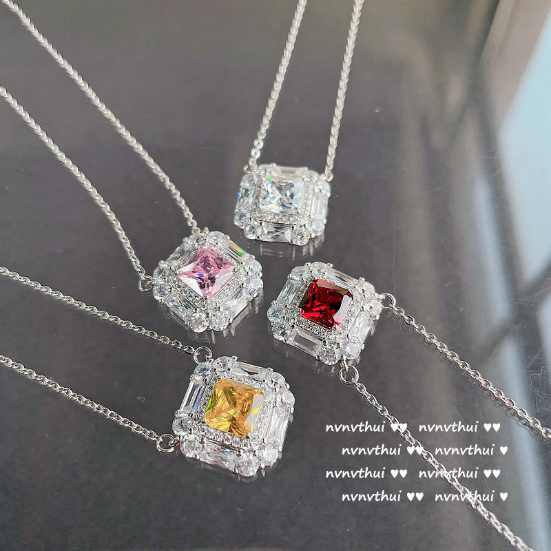 Vibrant Pomegranate Ruby Geometric Necklace - Eye-Catching Jewelry Piece - Image 4