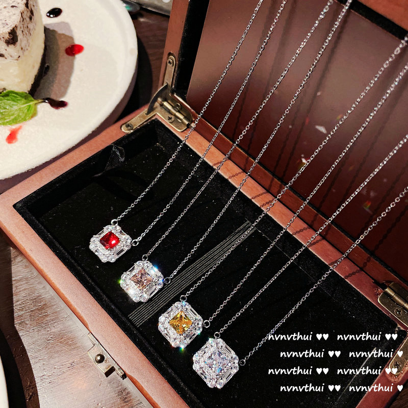 Vibrant Pomegranate Ruby Geometric Necklace - Eye-Catching Jewelry Piece - Image 5