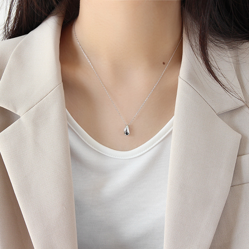 Elegant S925 Sterling Silver Drop Pendant Necklace for Women - Timeless Design