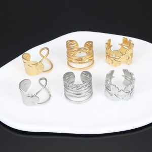 Stylish European and American Stainless Steel Adjustable Finger Ring - Perfect Women’s Charm Jewelry Gift