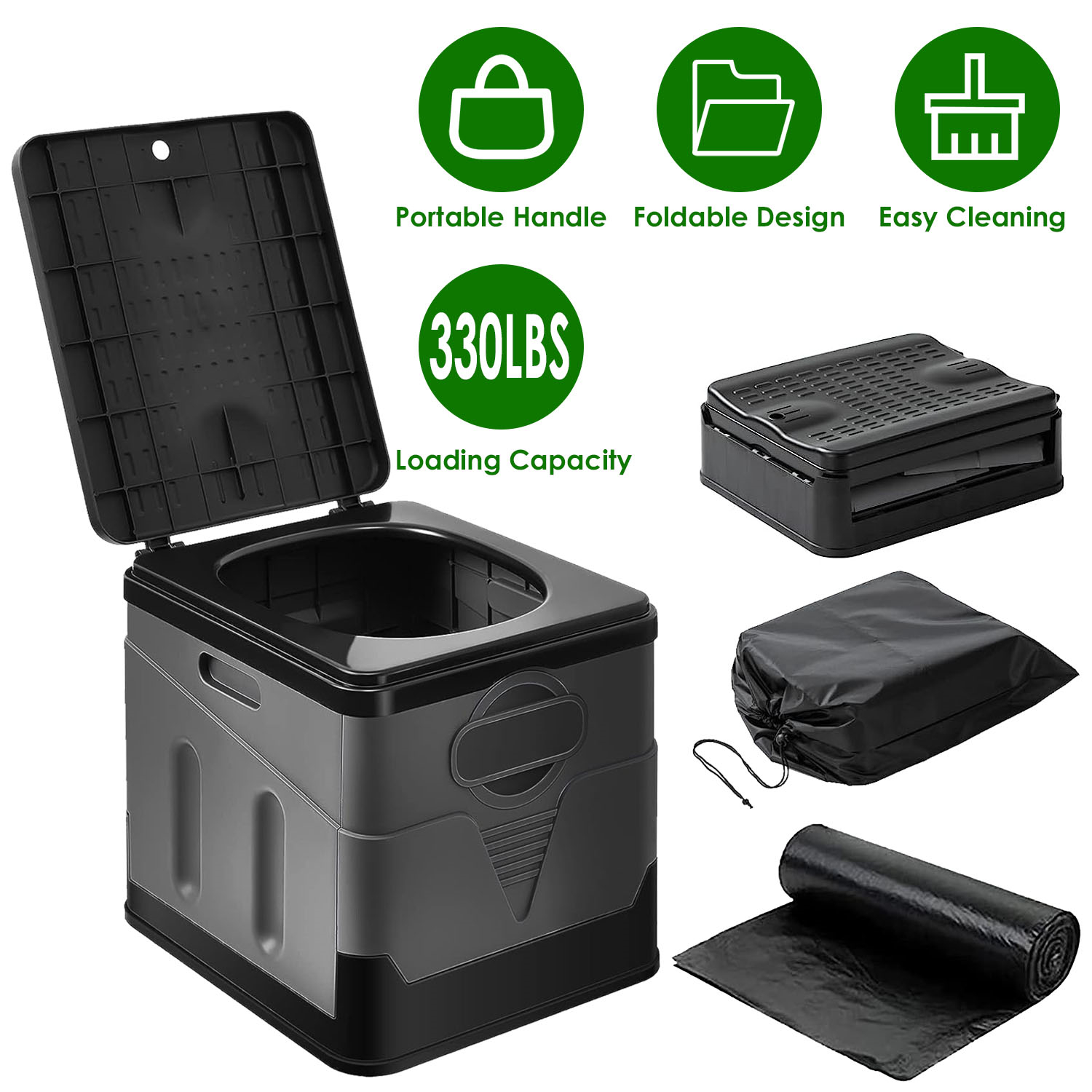 Portable Toilet with Handbag - Collapsible Emergency Toilet with Lid, Weekend Shipping Not Available - Image 4