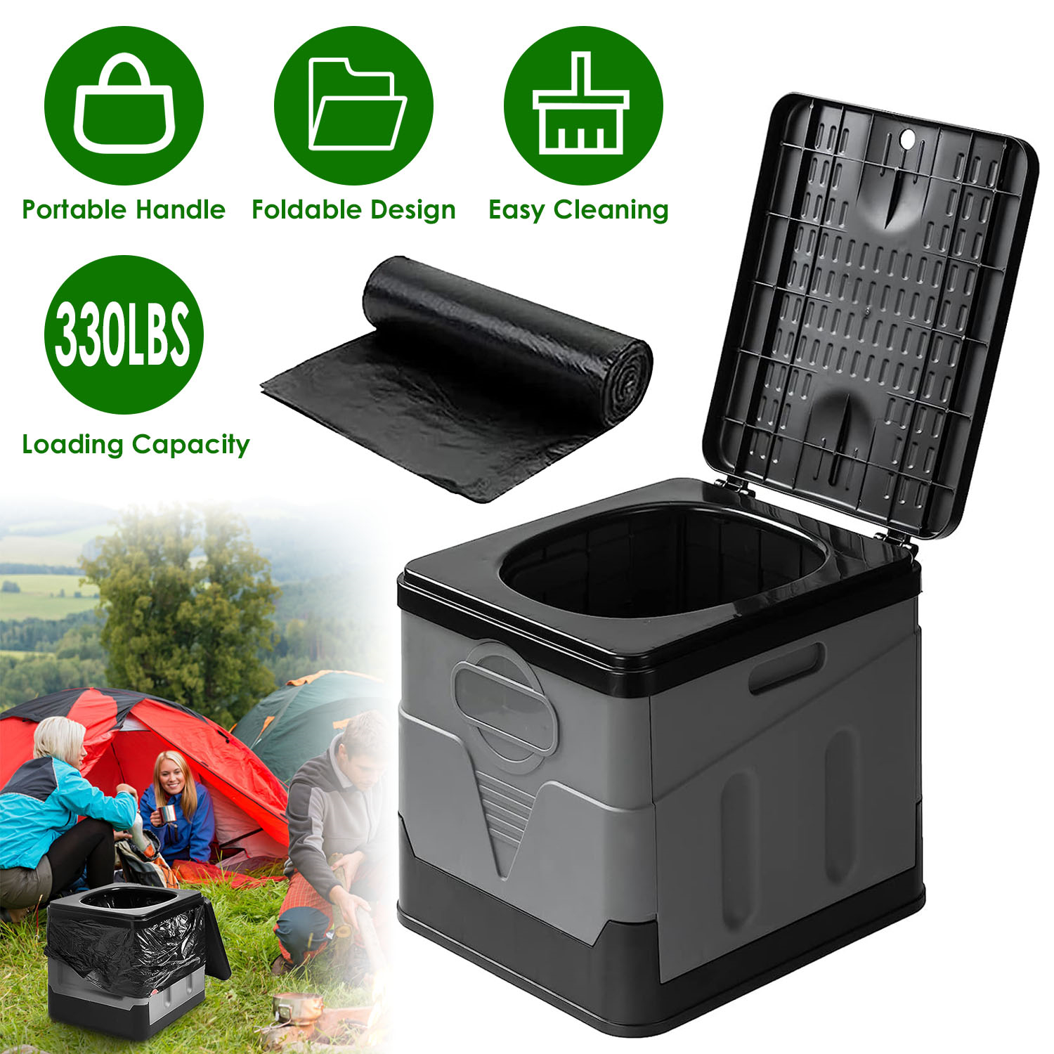 Portable Toilet with Handbag - Collapsible Emergency Toilet with Lid, Weekend Shipping Not Available - Image 9