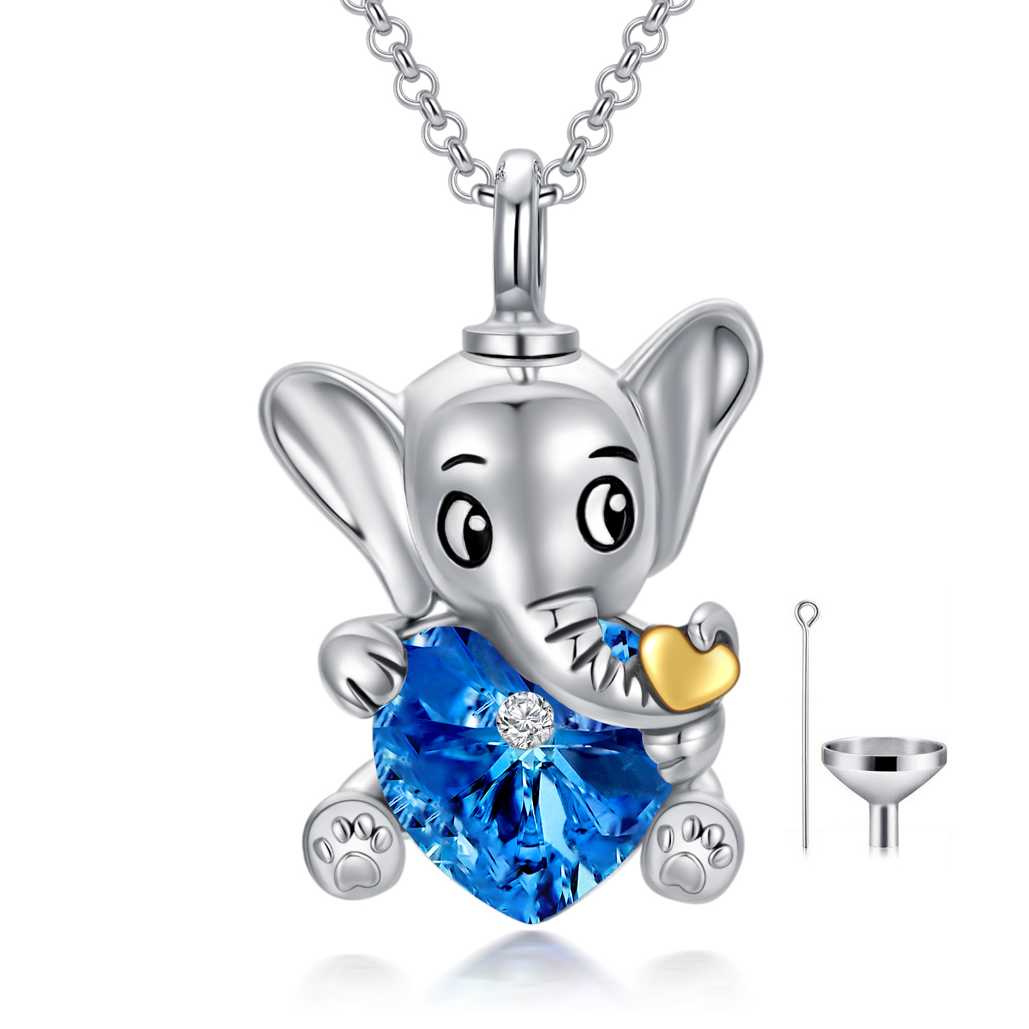 Sterling Silver Elephant Urn Necklaces - Heart Cremation Memorial Keepsake Jewelry Gifts for Women - Image 2