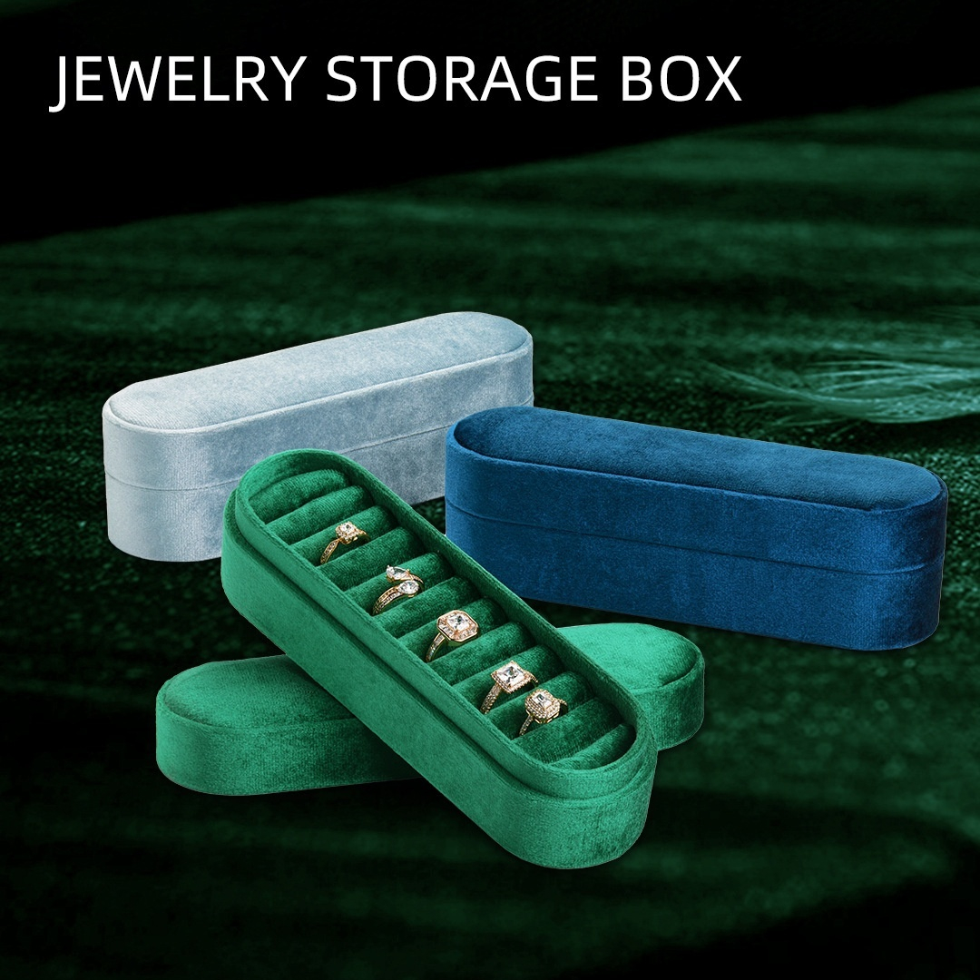 Luxury Velvet Rings & Ear Studs Storage Box - Elegant Organizer for Jewelry - Image 5