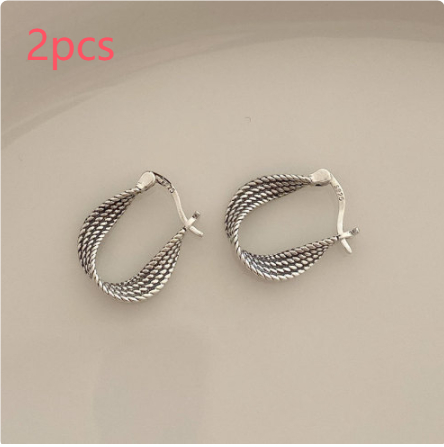 S925 Sterling Silver Twist Ear Clip Vintage Twisted Eardrop Earrings - Image 3